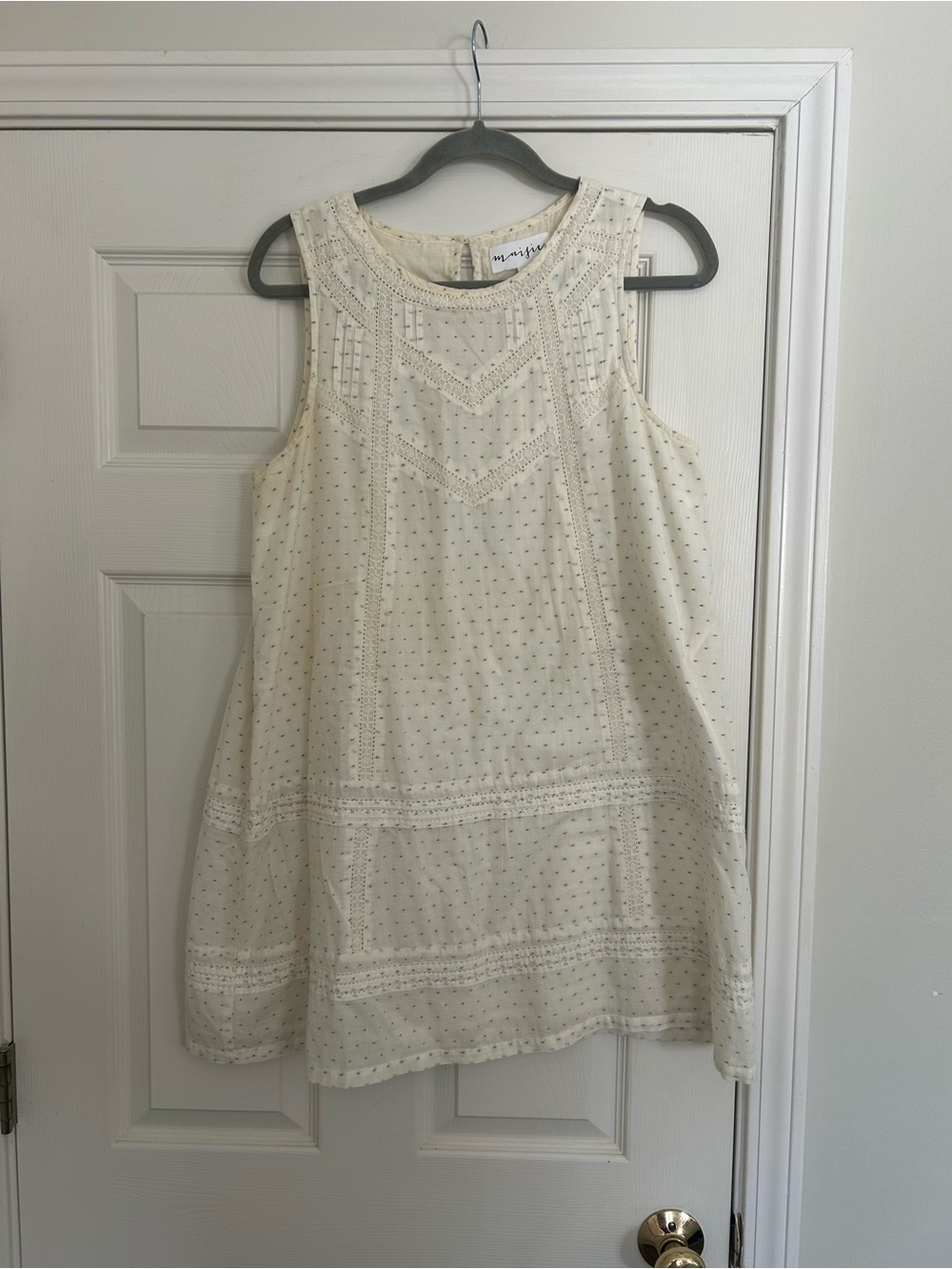 Marigold Cream Sleeveless Eyelet A-Line Dress